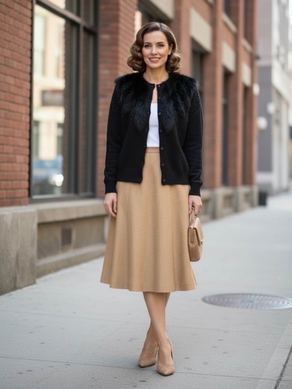 Vintage Lambswool Black Cardigan